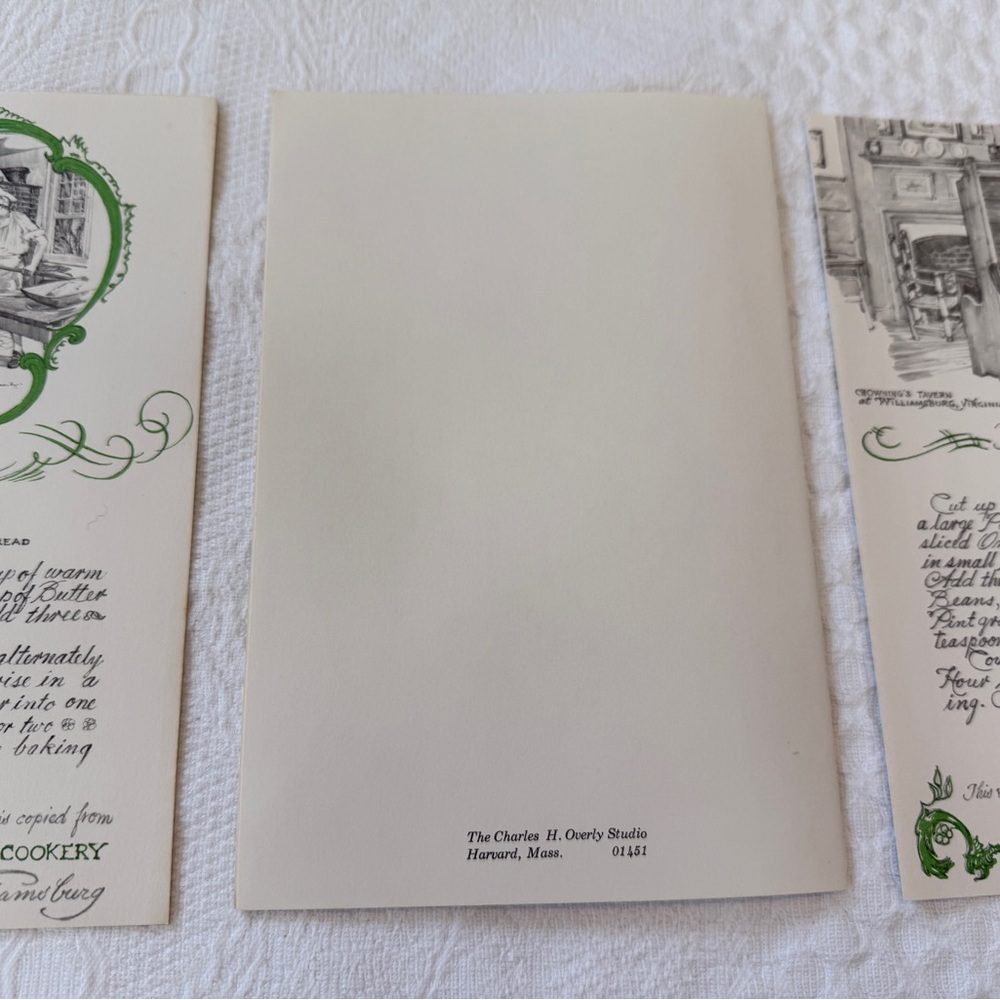 Vintage Authentic Recipes From Colonial Williamsburg Charles Overly Art Cards - Picture 6 of 6
